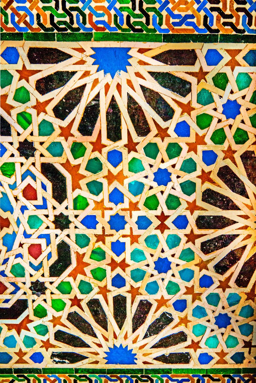 Mosaiikki, Comaresin palatsi, Cuarto/Palacio de Comares, Myrtle Court -kompleksissa, Nasridin palatsit, Alhambra, Granada, Andalusia, Espanja, Eurooppa (kuva) tekijältä Unbekannter Künstler