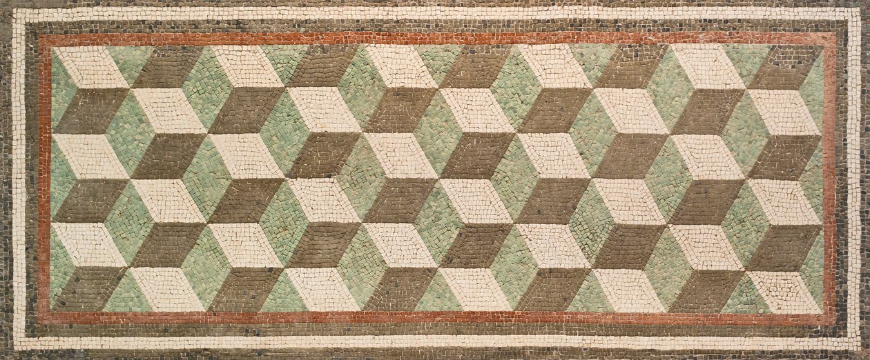 Mosaiikki kuutiometrillä, 1. vuosisadalla eKr., roomalaisen huvilan tablinumista, Rooman kansallismuseo (museo nazionale romano), Rooma, Italia tekijältä Unbekannter Künstler