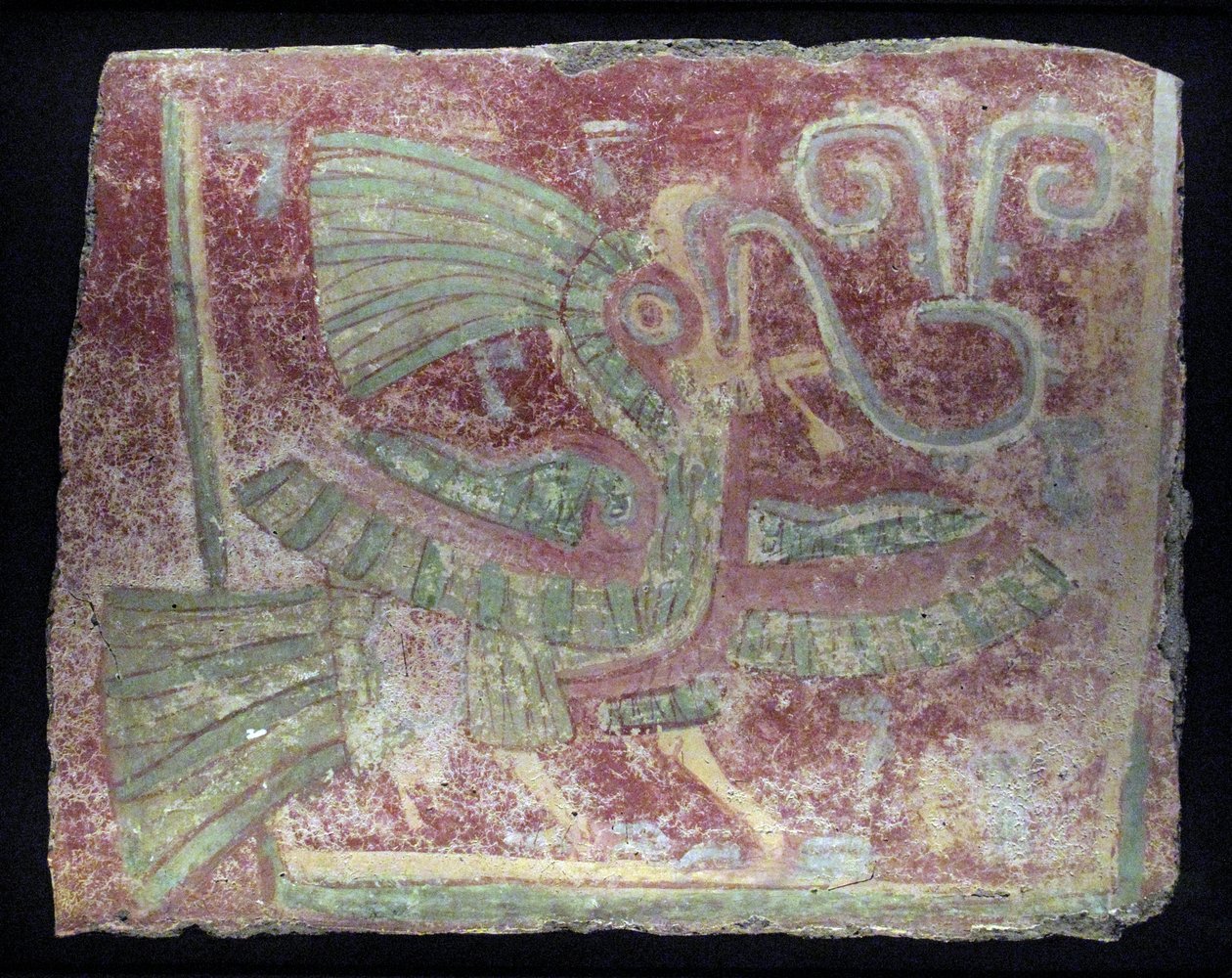 Seinämaalaus katkelmasta quetzalista laulavalla virgulalla, varhaisklassikko, 200–600 jKr. tekijältä Unbekannt