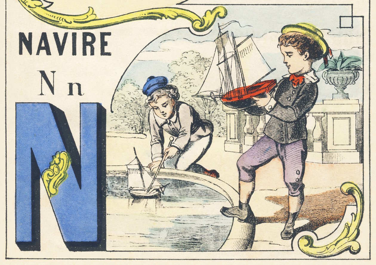 N: laiva - Games Alphabet, n. 1890 (kuva) tekijältä Unbekannt