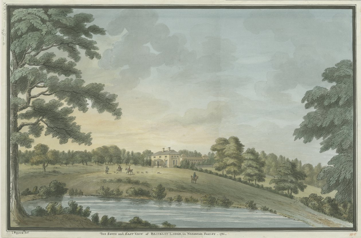 Needwood - Brickley Lodge: akvarellimaalaus, 1786 tekijältä Unbekannt