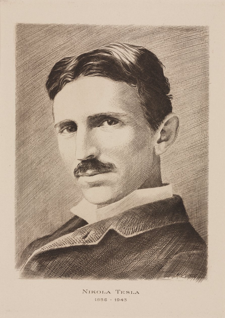 Nikola Tesla, kroatialainen serbiinsinööri, fyysikko ja keksijä, n. 1885 tekijältä Unbekannt