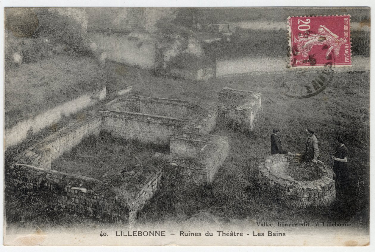 Normandia, Seine Maritime (76), Lillebonne: näkymä teatterin raunioille ja roomalaiselle kylpylälle - Postikortti 1800-luvun lopulla - 1900-luvun alussa tekijältä William M. Timlin