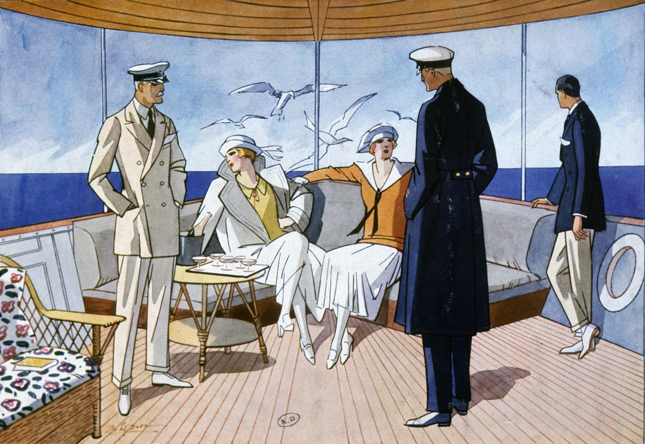 Purjeveneellä, n. 1925 (akvarelli) tekijältä Unbekannter Künstler