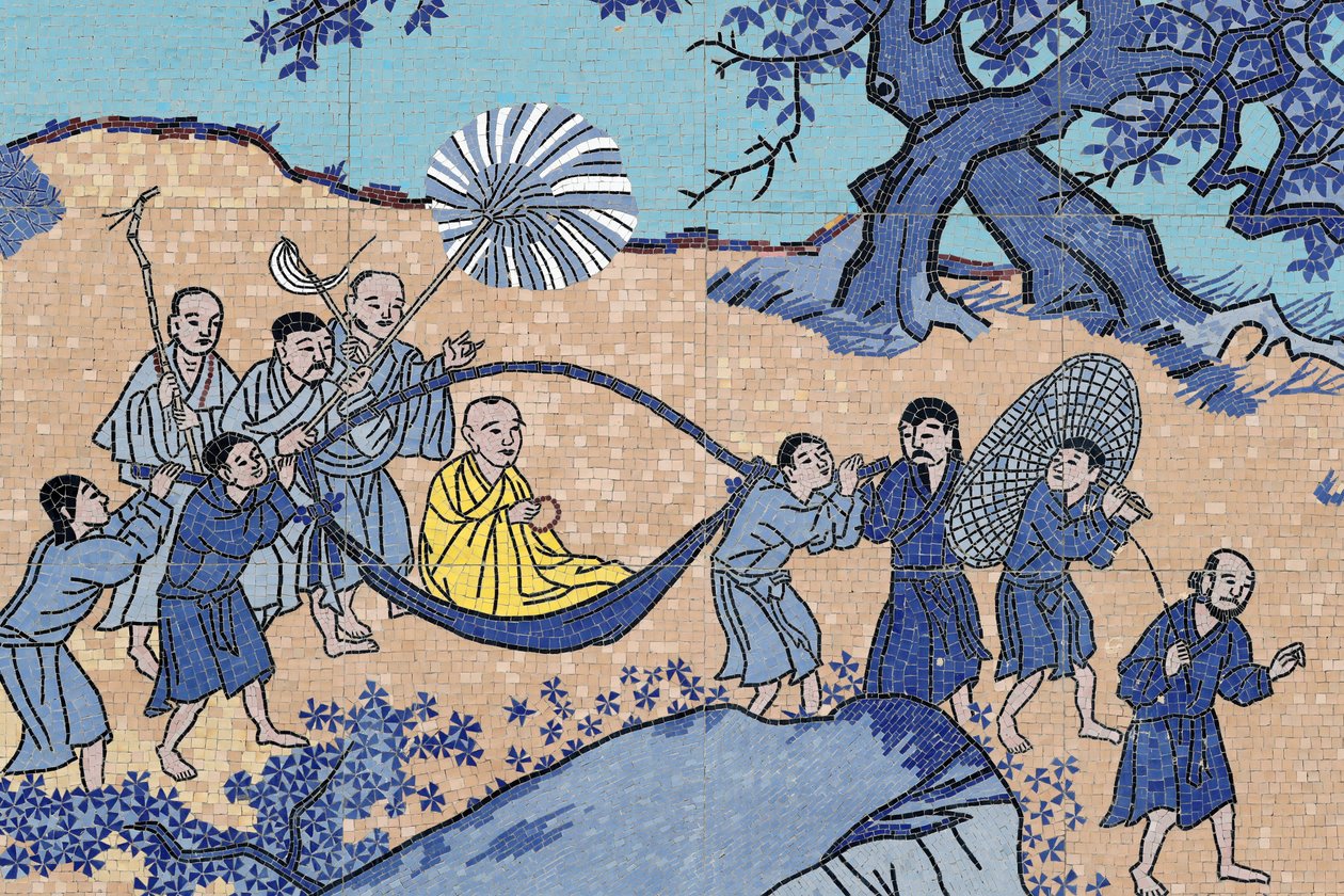 Ong Nui buddhalainen pagodi, seinäfresko, buddhalainen munkki, Quy Nhon, Vietnam, 2019 (kuva) tekijältä Unbekannt