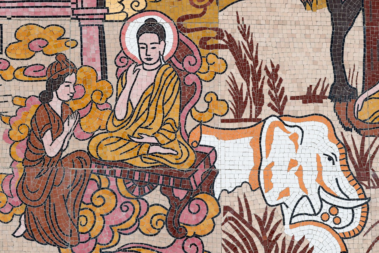 Ong Nui buddhalainen pagodi, seinäfresko, Buddhan elämä, Quy Nhon, Vietnam, 2019 (kuva) tekijältä Unbekannt