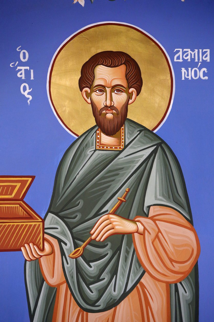 Ortodoksinen kirkko Pedoulasissa, Kyproksella. Saint Damianin fresko, 20150510, Pedoulas, Kypros tekijältä Unbekannt