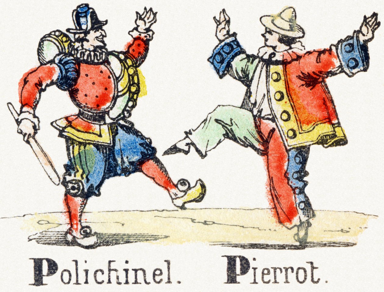 P - Polichinelle Pierrot - Child Entertainment Alphabet n.1890 (litografia) tekijältä Unbekannt