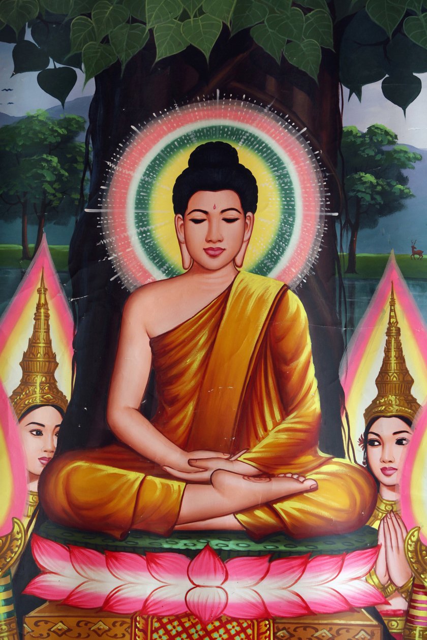 Maalaus, jossa Buddha meditoi Udong Cambodgea tekijältä Unbekannt