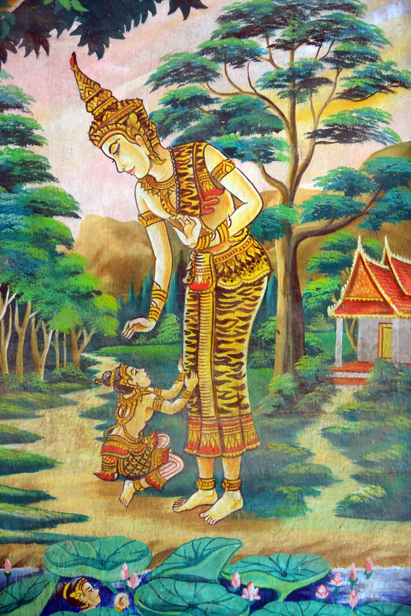Shakyamuni Buddhan elämäntarinaa kuvaava maalaus. Wat Naxai. Vientiane. Laos, 20151106, Vientiane, Laos tekijältä Unbekannt