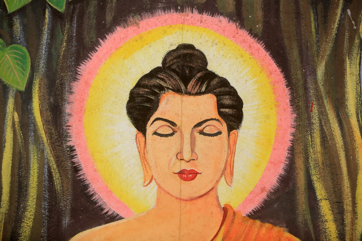 Shakyamuni Buddhan elämäntarinaa kuvaava maalaus. Wat Naxai. Vientiane. Laos. / Naxai. Vientiane. Laos, 20151106, Vientiane, Laos tekijältä Unbekannt