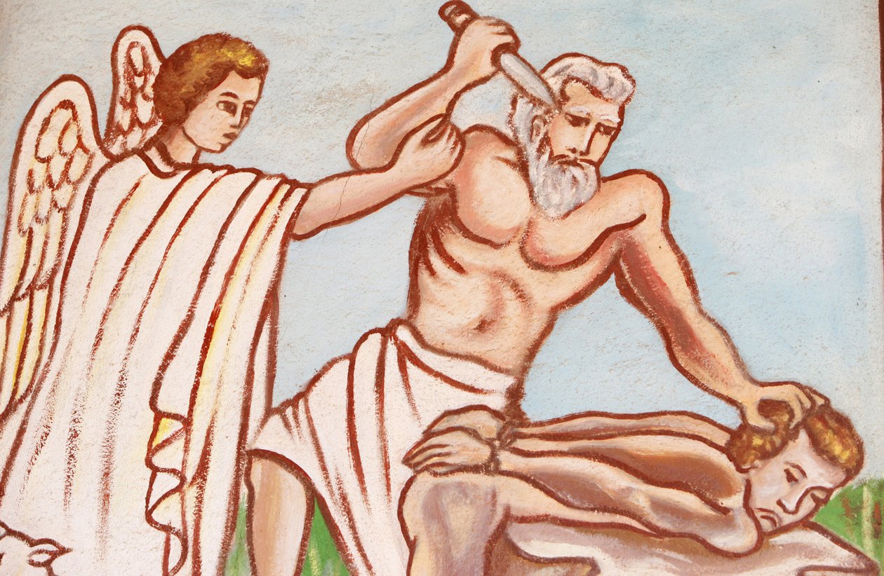 Maalaus Our Lady of Togo -kirkossa: Abrahamin uhri, Togoville, Togo tekijältä Unbekannt