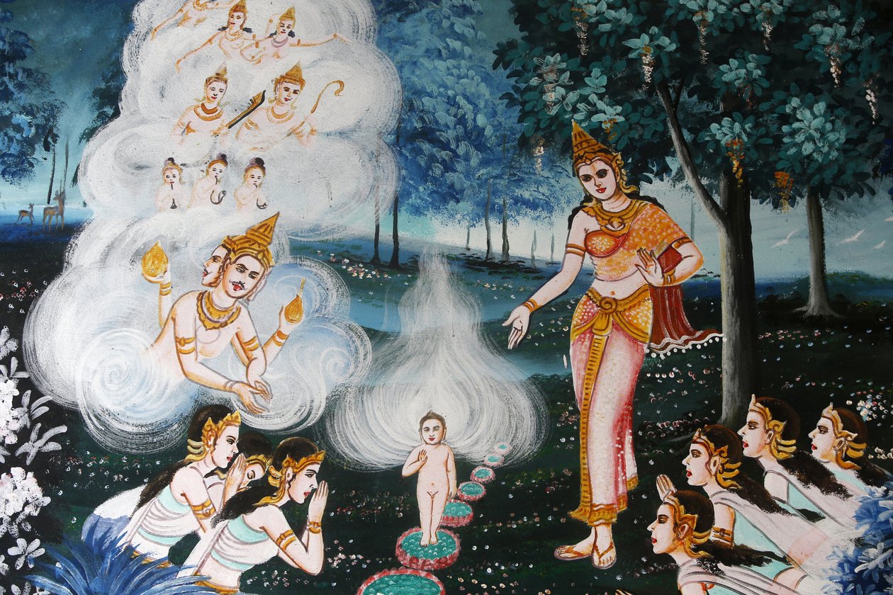 Maalaus Wat Dab Phaissa Chiang Maissa. Thaimaa. Vauva Buddha tekijältä Unbekannt