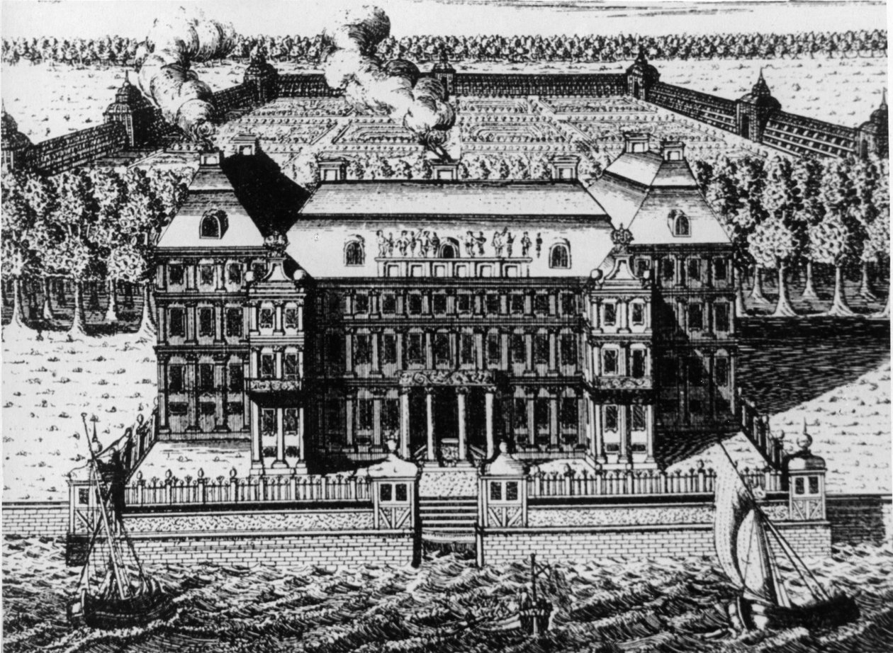 A:n palatsi, Menshikov Vassilian saarella: Yksi ensimmäisistä Pietarissa rakennetuista rakennuksista (1711-1716), Kaiverrus A, Zubov (1717), Venäjä. tekijältä Unbekannt