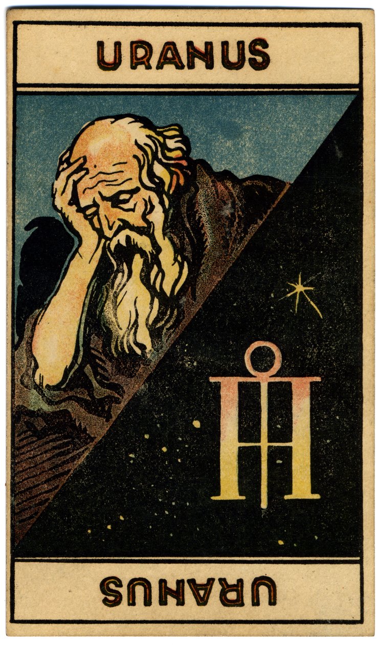Paranormaalia. Astrologia. Uranus (planeetta). Astrologiakortti: Le Tarot Astrologique (Astrologinen Tarot), kirjoittanut Georges Muchery, Ranska tekijältä Unbekannter Künstler