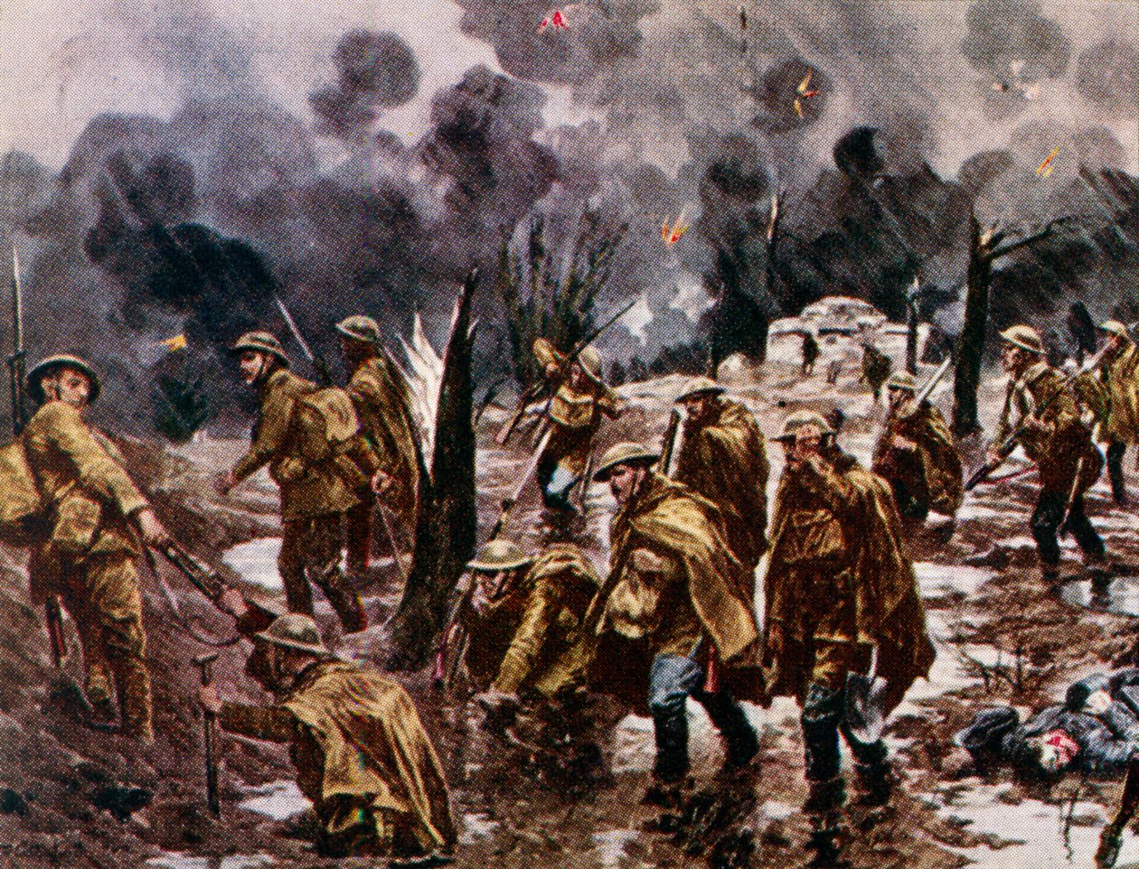 Passchendaele - sotilaat mudassa Ypresin lähellä Belgiassa ensimmäisen maailmansodan aikana. tekijältä Unbekannter Künstler
