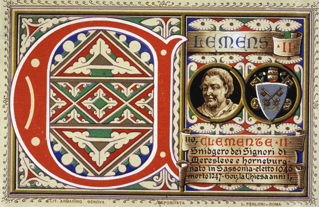 Paavi Klemens II (1046-1047). Kromolitografia vuodelta 1903. tekijältä Unbekannter Künstler