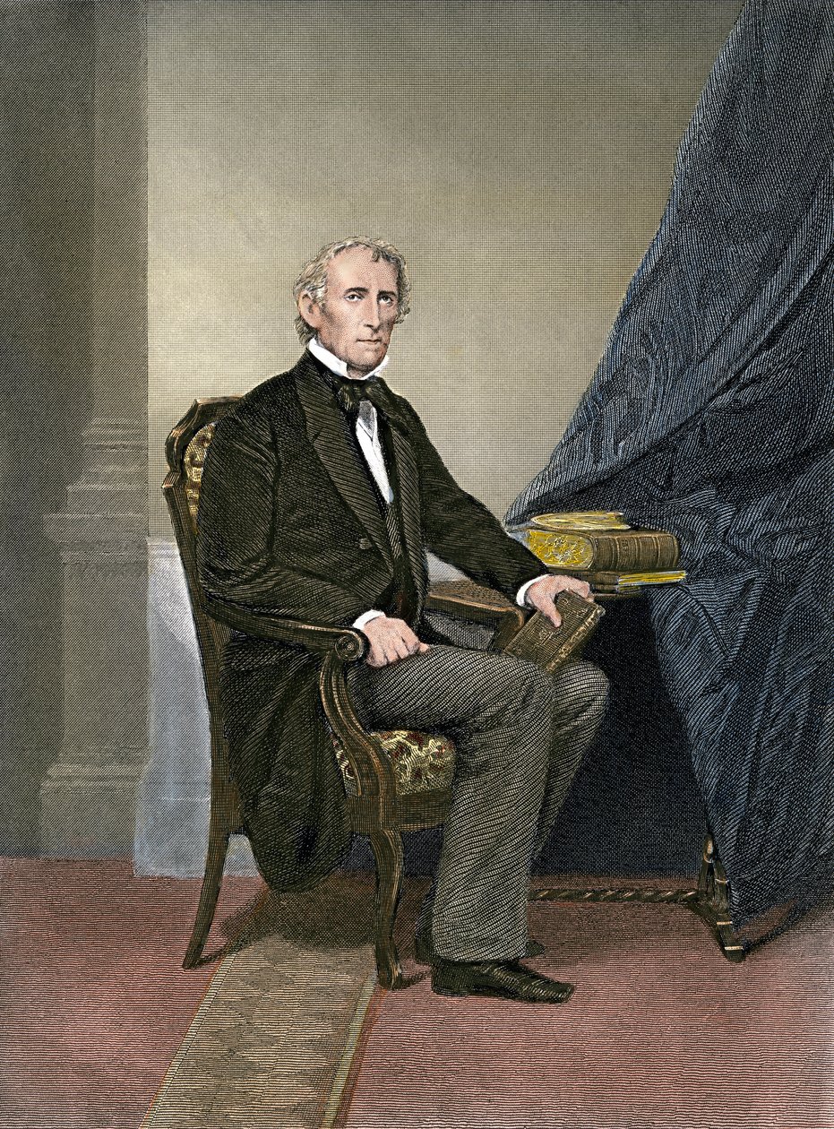 Yhdysvaltain presidentin John Tylerin (1790-1862) muotokuva. tekijältä Unbekannter Künstler