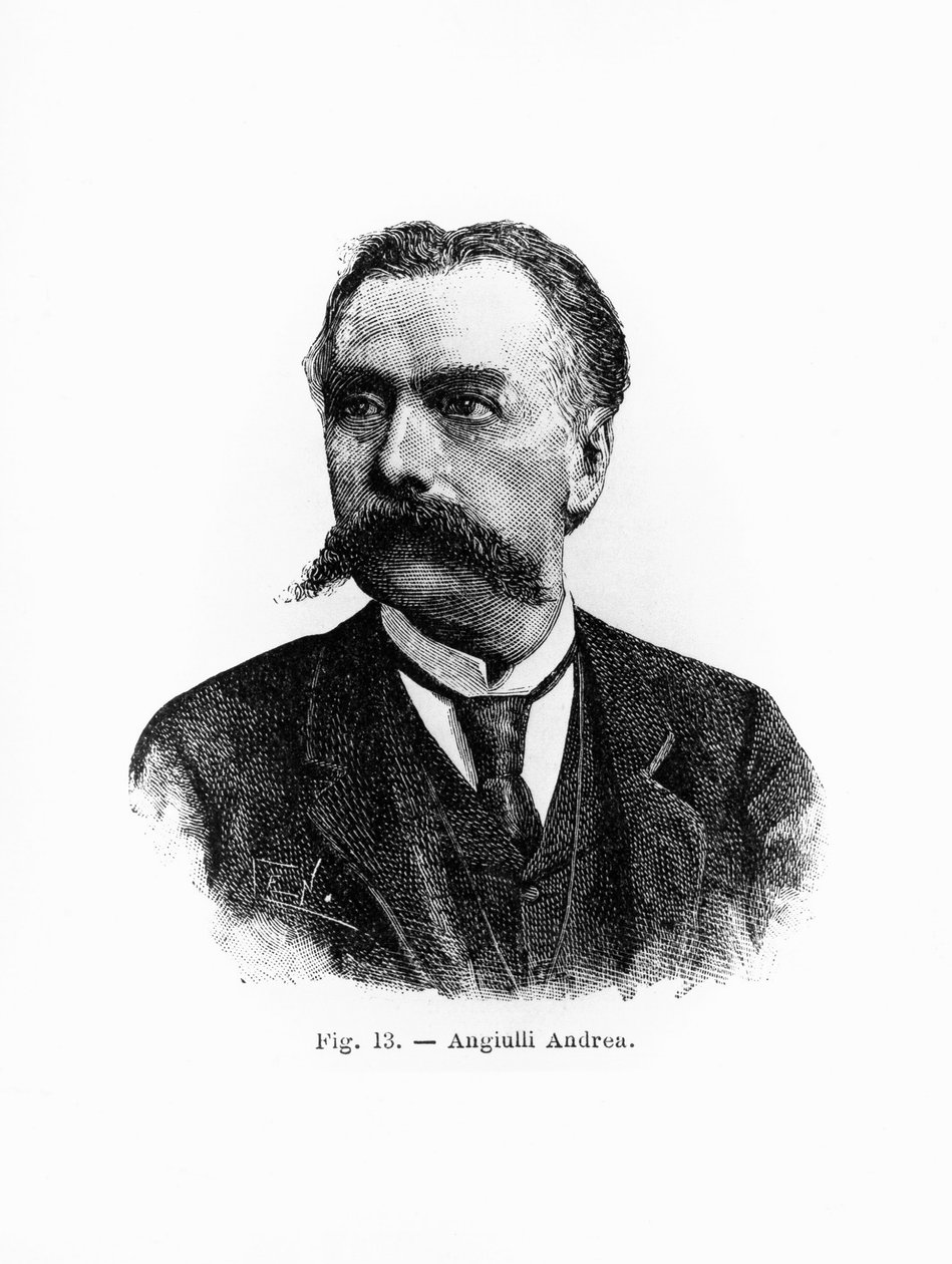 Andrea Angiullin (1837-1890), italialaisen filosofin ja pedagogin muotokuva, kaiverrus tekijältä J.B. and Brown J. Rowbotham