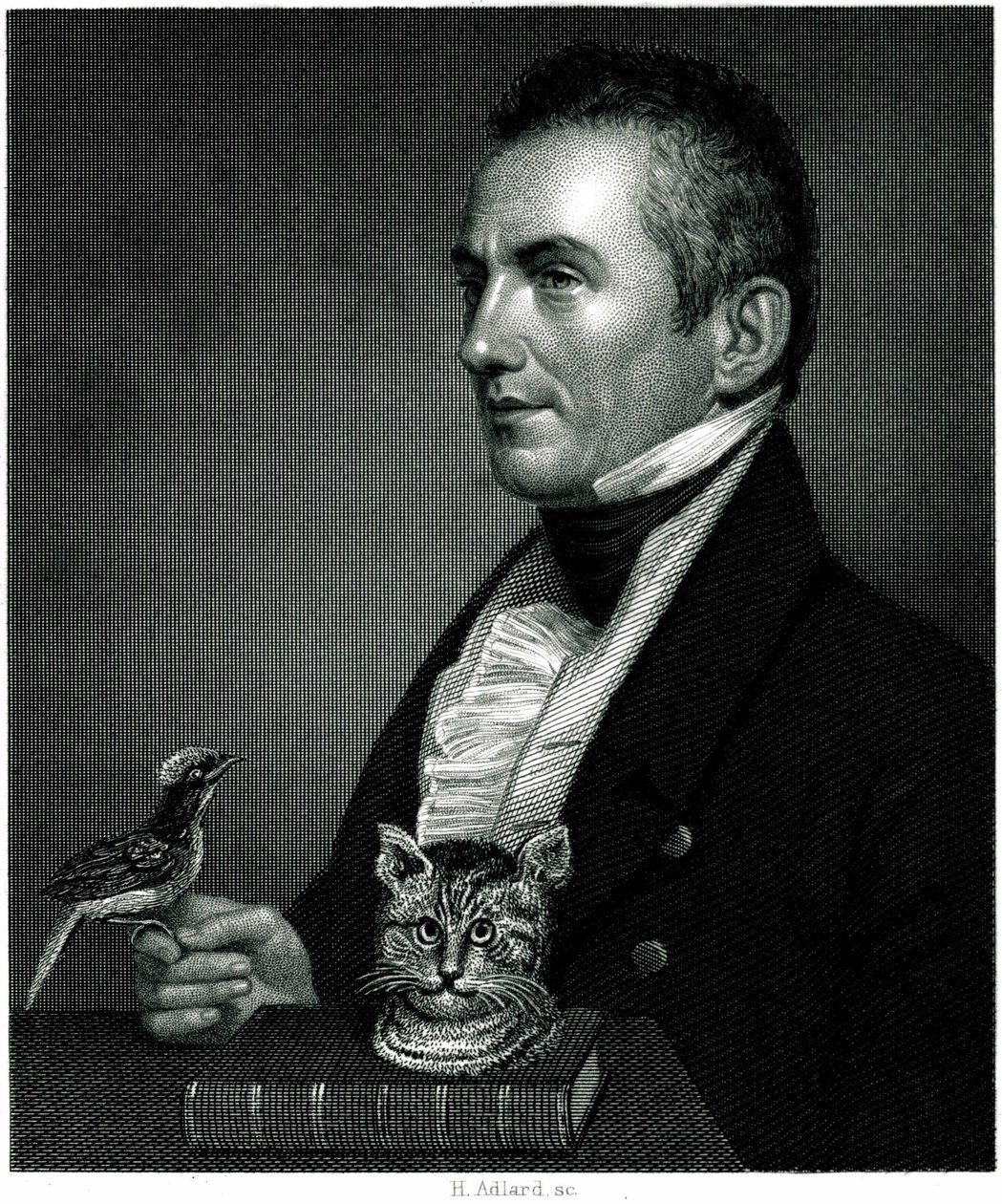 Englantilaisen luonnontieteilijän Charles Watertonin (1782 - 1865) muotokuva 1800-luvun kaiverruksessa. tekijältä Unbekannter Künstler