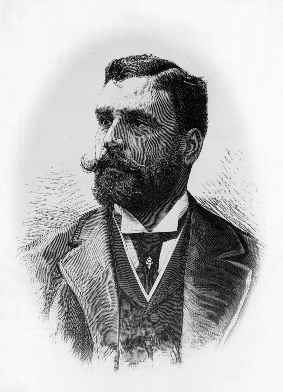 Portrait of Gerolamo Rovetta (1851-1910), italialainen kirjailija ja näytelmäkirjailija, kaiverrus tekijältä William M. Timlin