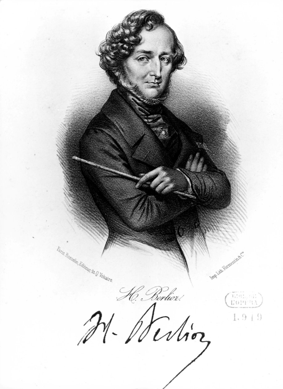 Hector Berliozin muotokuva. sd. Kaiverrus 1800-luvulta. tekijältä Unbekannt