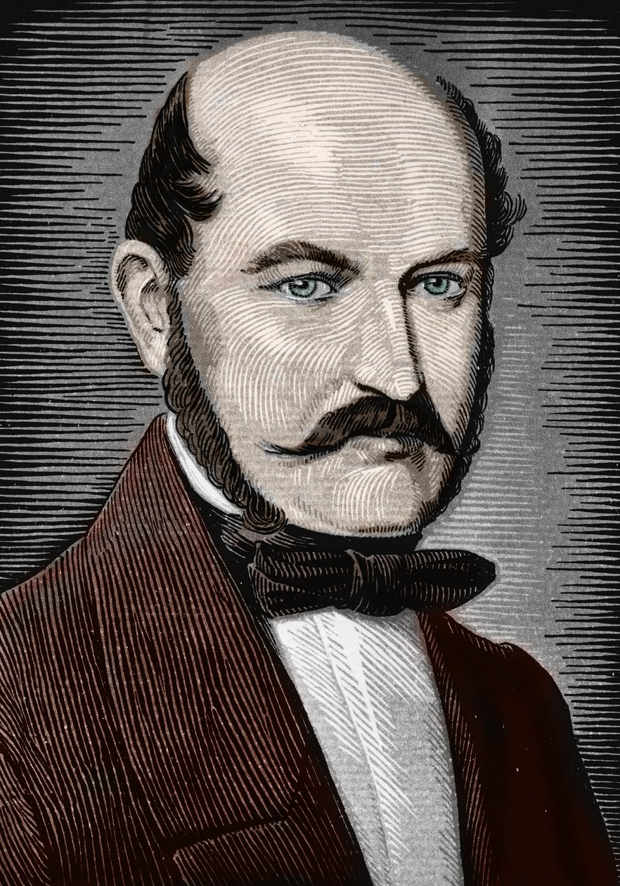 Ignace Philippe Semmelweisin muotokuva, 1800-luvun loppu (kaiverrus) tekijältä Unbekannter Künstler