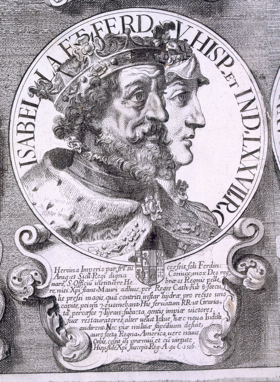 Isabella I:n ja Kastilialaisen Ferdinand V:n muotokuva (litho) tekijältä Unbekannt