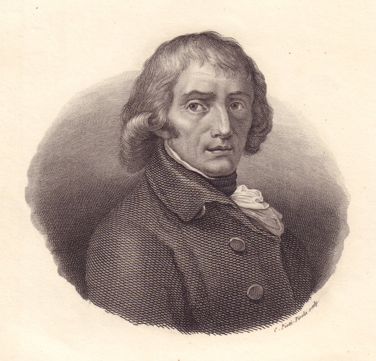 Italialaisen runoilijan Giuseppe Parinin (1729-1799) muotokuva, Piottin kuparikaiverrus Andrea Appianin piirroksesta tekijältä William M. Timlin