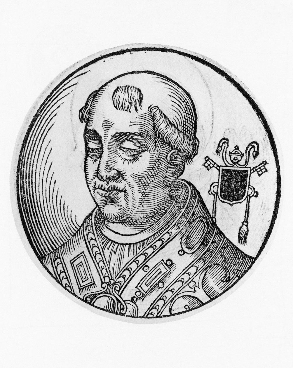 Pyhän Agathon (575-681), katolisen kirkon 79. paavin muotokuva vuodesta 678, kaiverrus tekijältä William M. Timlin