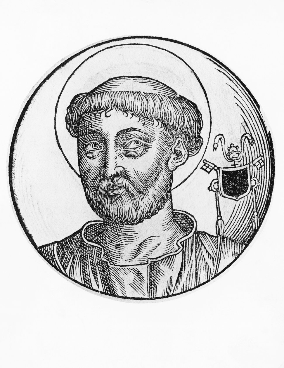Pyhän Lucius I:n (kuoli 254), katolisen kirkon 22. paavin muotokuva vuodesta 253, kaiverrus tekijältä William M. Timlin