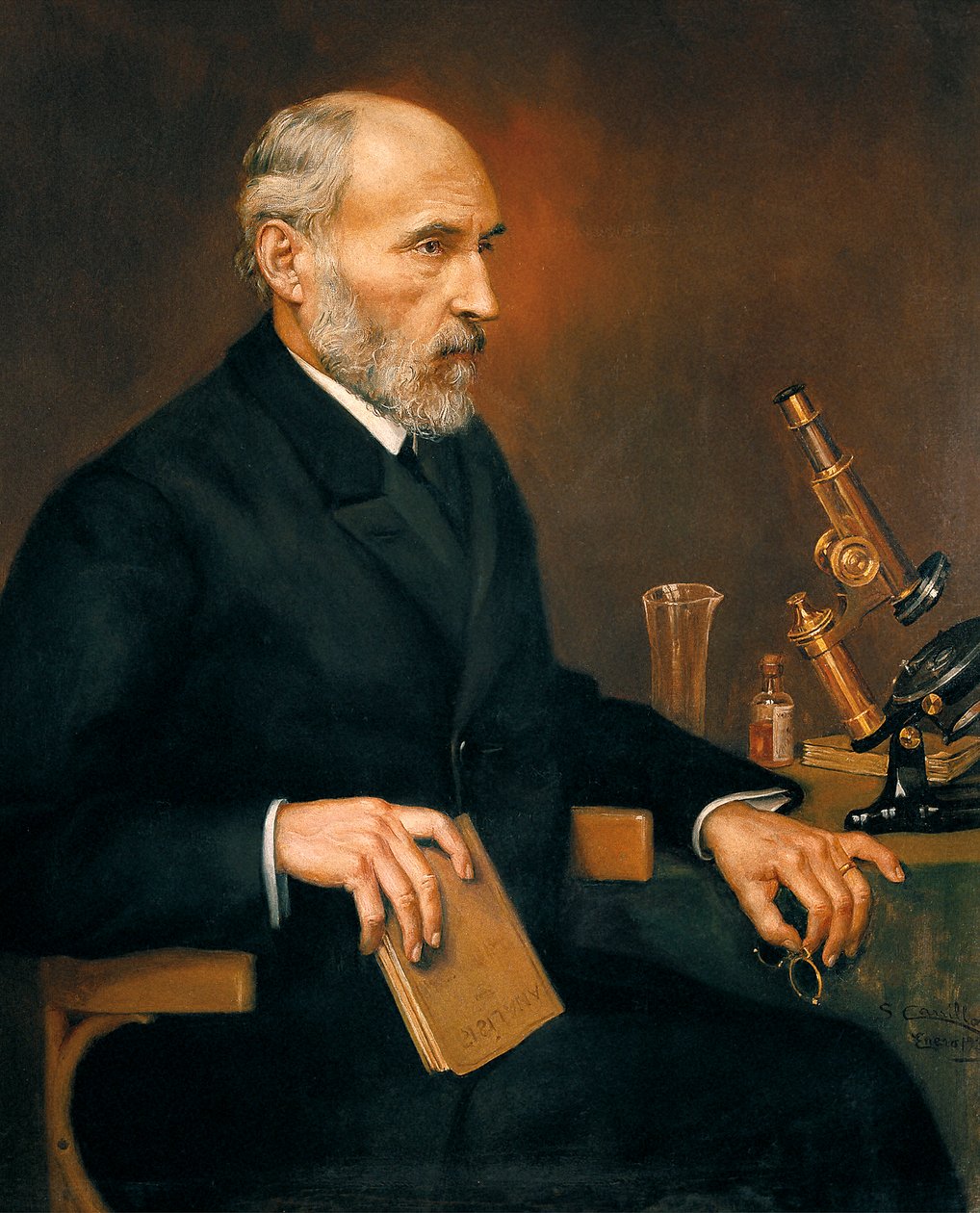 Muotokuva Santiago Ramon y Cajalista (1852-1934), espanjalaisesta lääkäristä, neurotieteen isästä. tekijältä Unbekannter Künstler