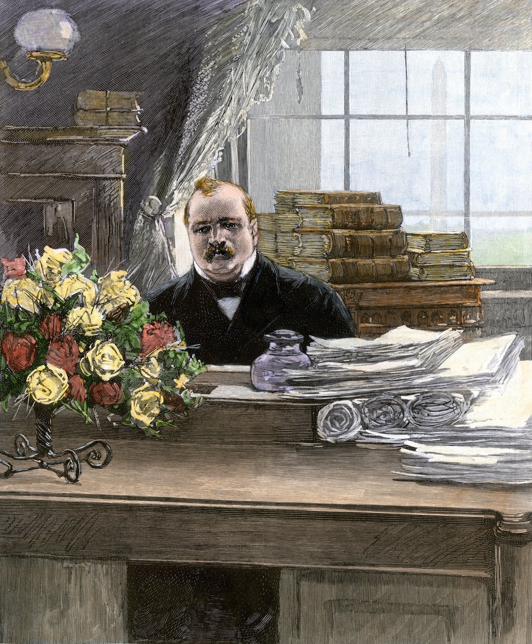 Muotokuva Stephen Grover Clevelandista (1837-1908), Yhdysvaltain presidentistä. tekijältä Unbekannter Künstler