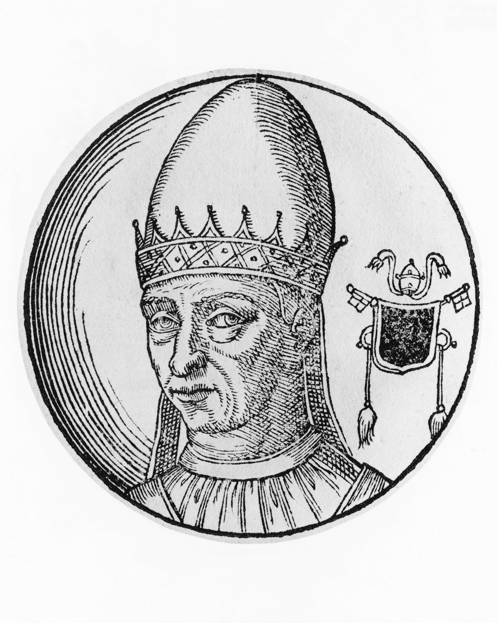 Stephen III tai IV (720-772), katolisen kirkon 94. paavin muotokuva vuodelta 768, kaiverrus tekijältä William M. Timlin