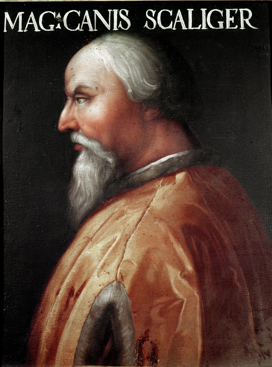 Veronan herran muotokuva Can Francesco della Scala nimeltä Cangrande I (1291-1329) Anonyymi maalaus. Uffizi-galleria (toimistot), Jovian Collection tekijältä Unbekannter Künstler