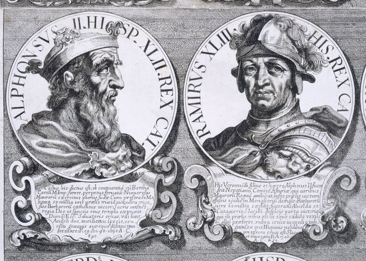 Alfonso II:n ja Ramiro I:n muotokuvia (litho) tekijältä Unbekannt