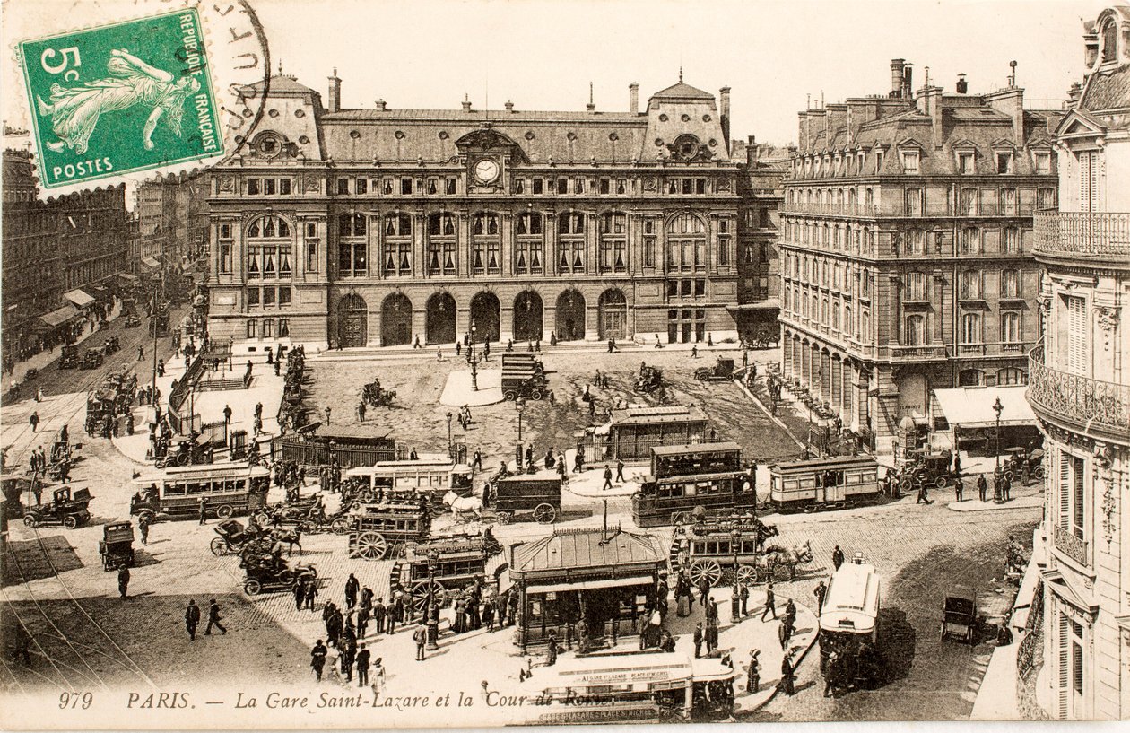 Postikortti/Gare Saint Lazare/Pariisi/Seine/Ile de France/Ranska tekijältä William M. Timlin