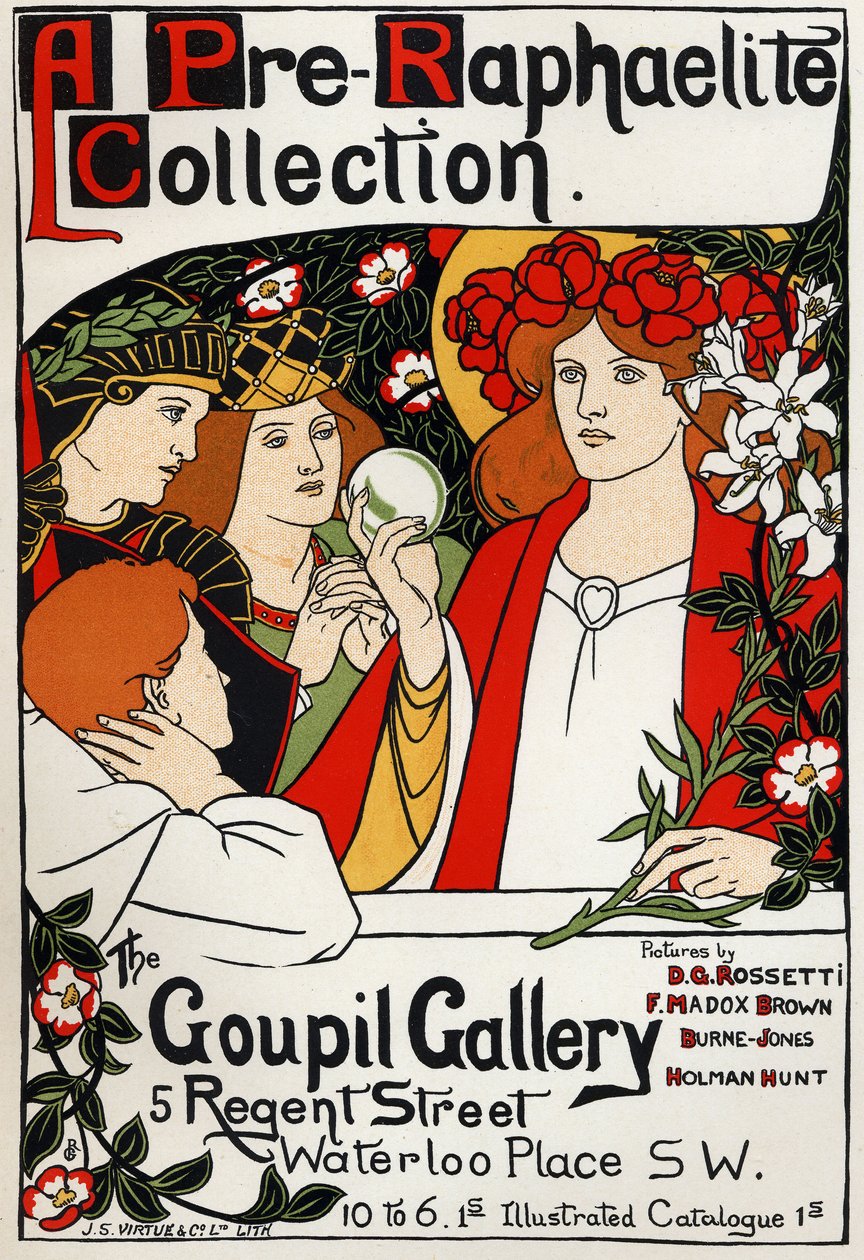 Pre-raafaliittinäyttely Goupil Galleryssä, Lontoo, noin 1897 (juliste). tekijältä Unbekannter Künstler