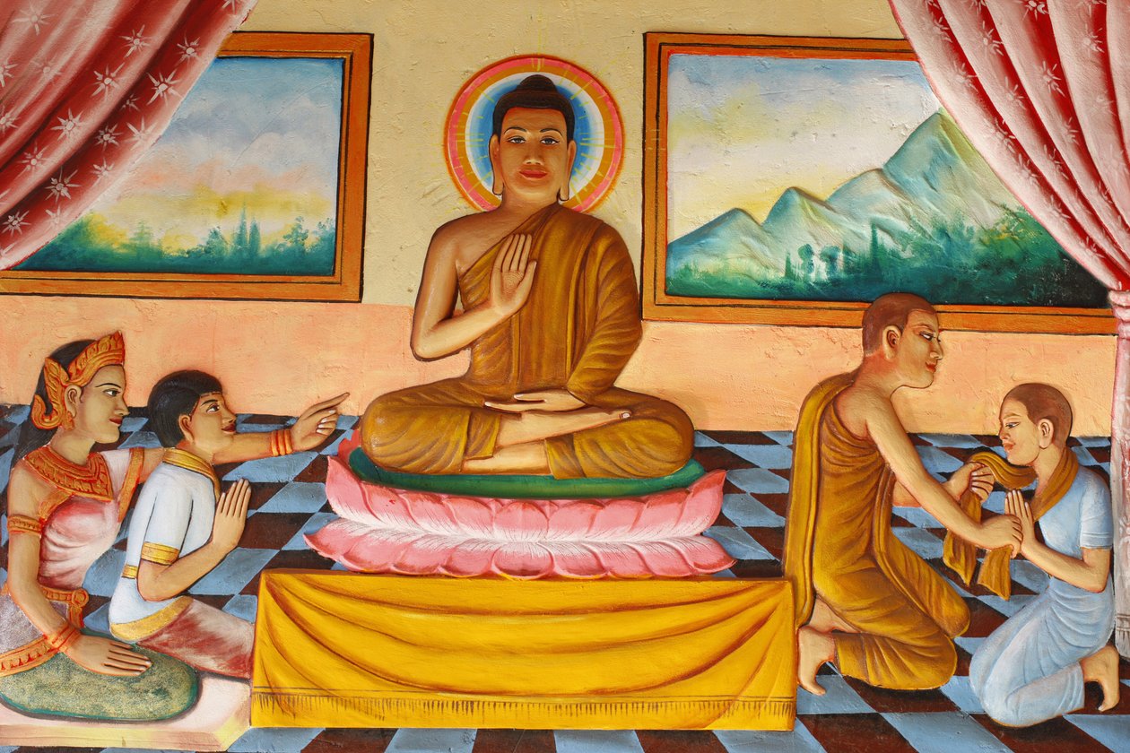 Preah Prom Rathin luostari Buddhan ja hänen poikansa Rahulan elämä, Siem Reap, Kambodža tekijältä Unbekannt