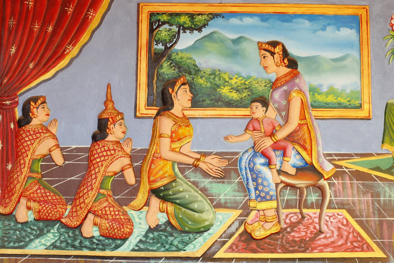 Preah Prom Rathin luostari Buddhan äidin elämäBuddhan äiti esittelee hänet muistiin, Siem Reap, Kambodža tekijältä Unbekannt