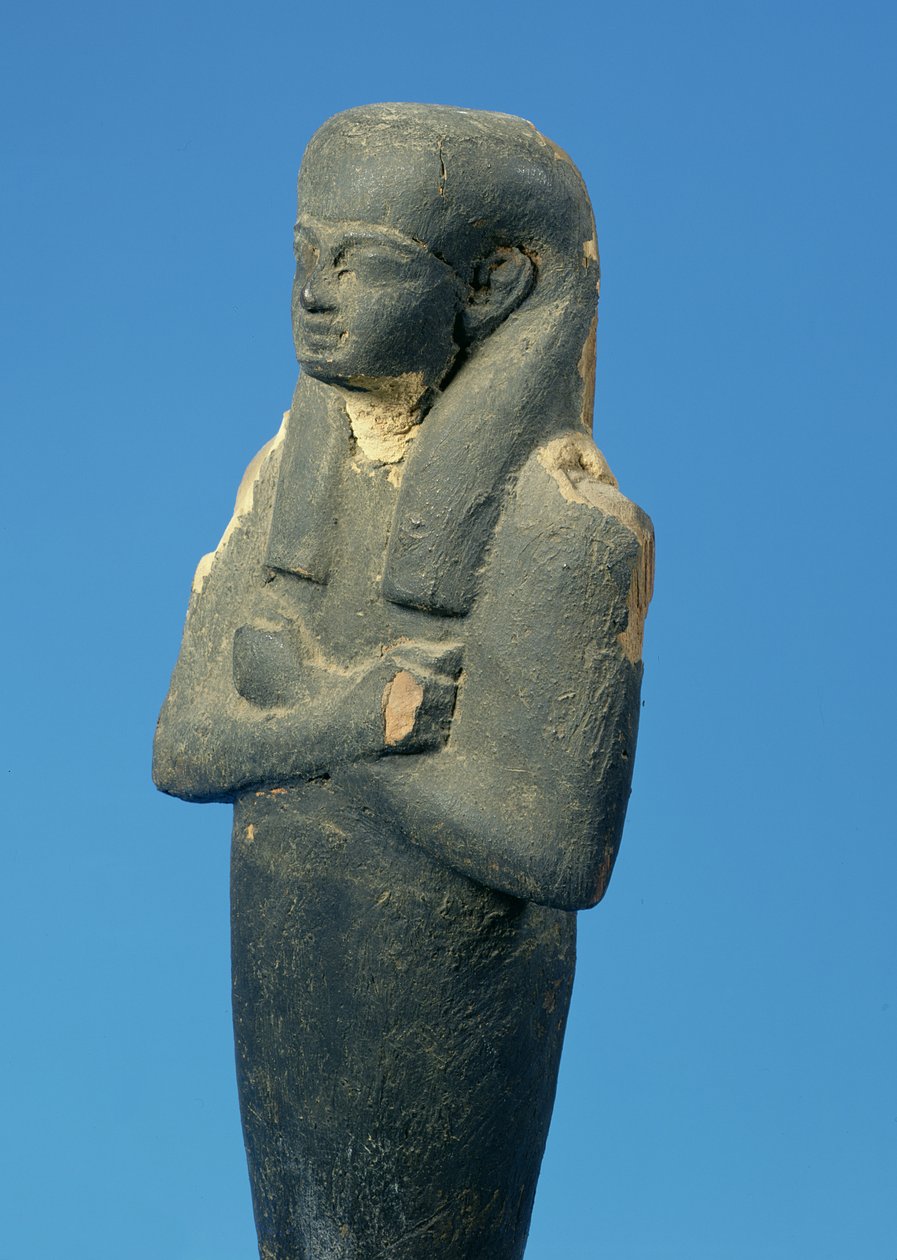 Ptah-Sokar-Osiris-hahmo kolmiosaisella peruukilla ja ristissä, egyptiläinen, 21.–22. dynastia, noin 900 eKr. (puu) (83306:n yksityiskohta) tekijältä Unbekannt