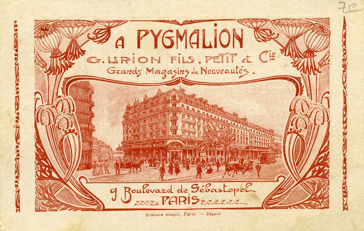 Pygmalion- ranskalaisen tavaratalon mainos. tekijältä Unbekannter Künstler