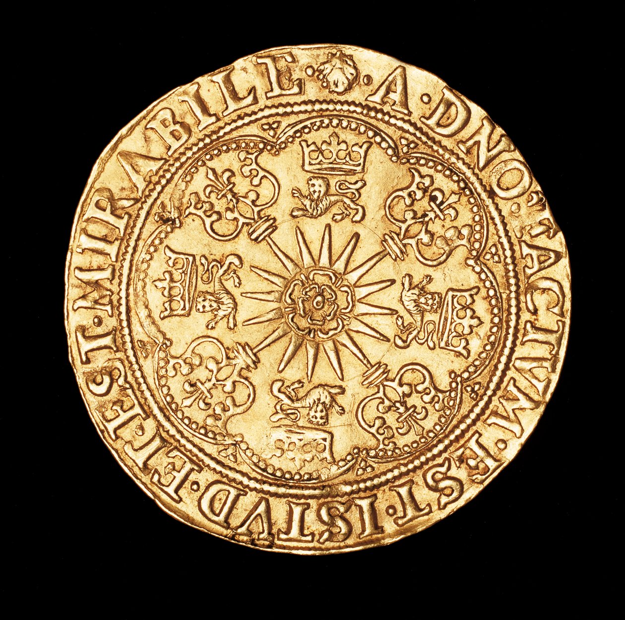 Harvinainen kolikko, Englanti Kultainen Spur Ryal, Tudor Rose on Spur Rowel -niminen kolikko. tekijältä Unbekannter Künstler