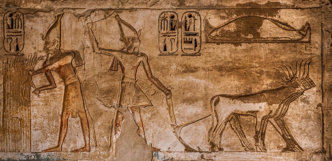Tuliset kohtaukset huoneen 26 koillisseinällä, Medinet Habu, Ramses III:n ruumistemppeli, Luxor, Thebes-Länsi, Egypti, Afrikka (kuva) tekijältä Unbekannter Künstler