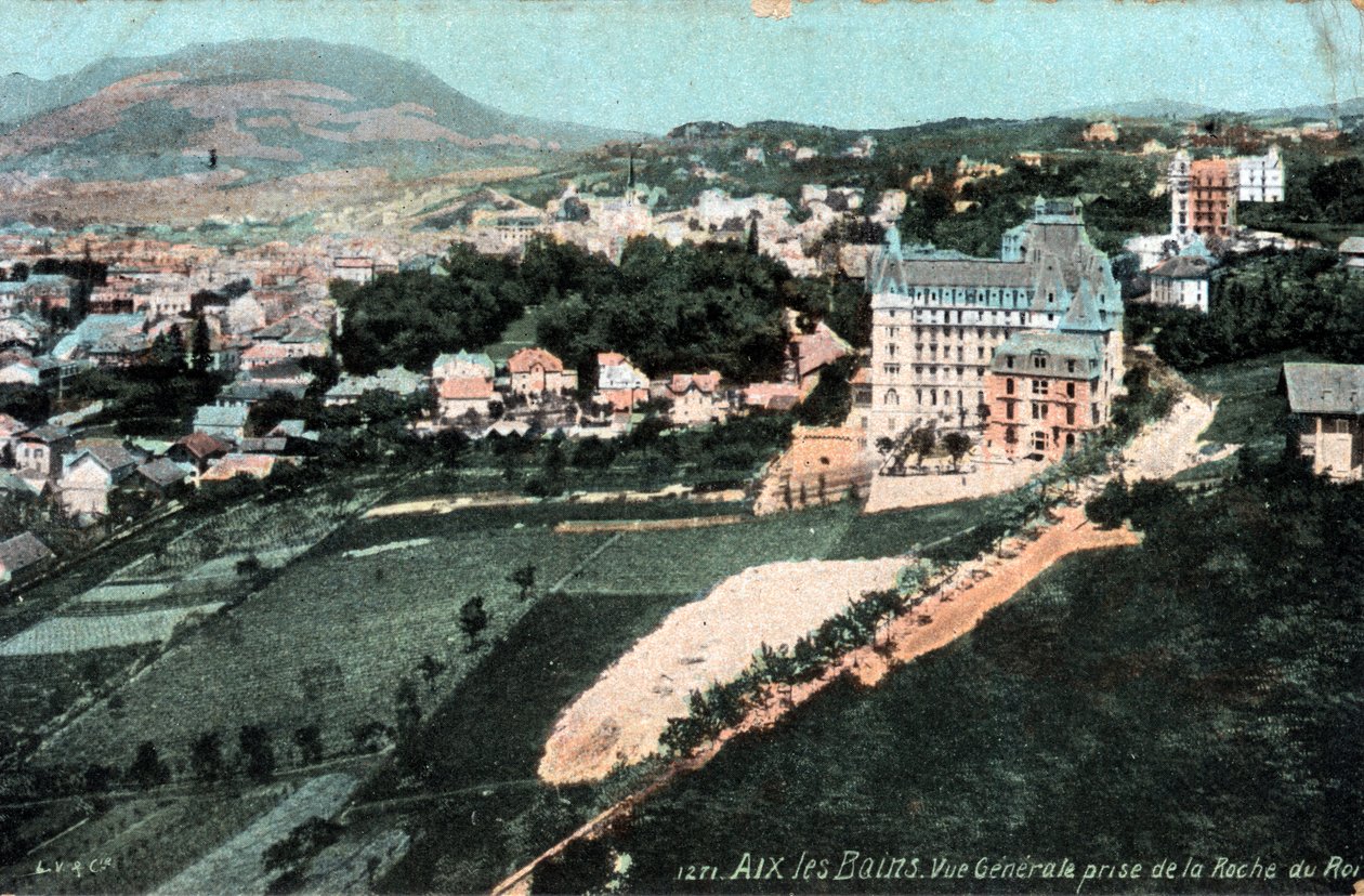 Rhône Alpes, Savoie (73), Aix les Bains (Aix-les-Bains): yleinen näkymä Roche du Roista - Postikortti 1800-luvun lopulla-1900-luvulla tekijältä Unbekannt