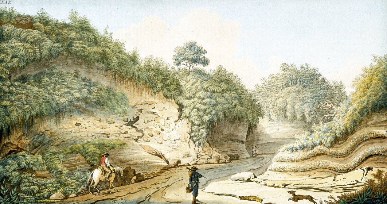 Pausilipon luolasta Pianuraan, Napolin kuningaskuntaan johtava tie, n. 1767 tekijältä Unbekannter Künstler