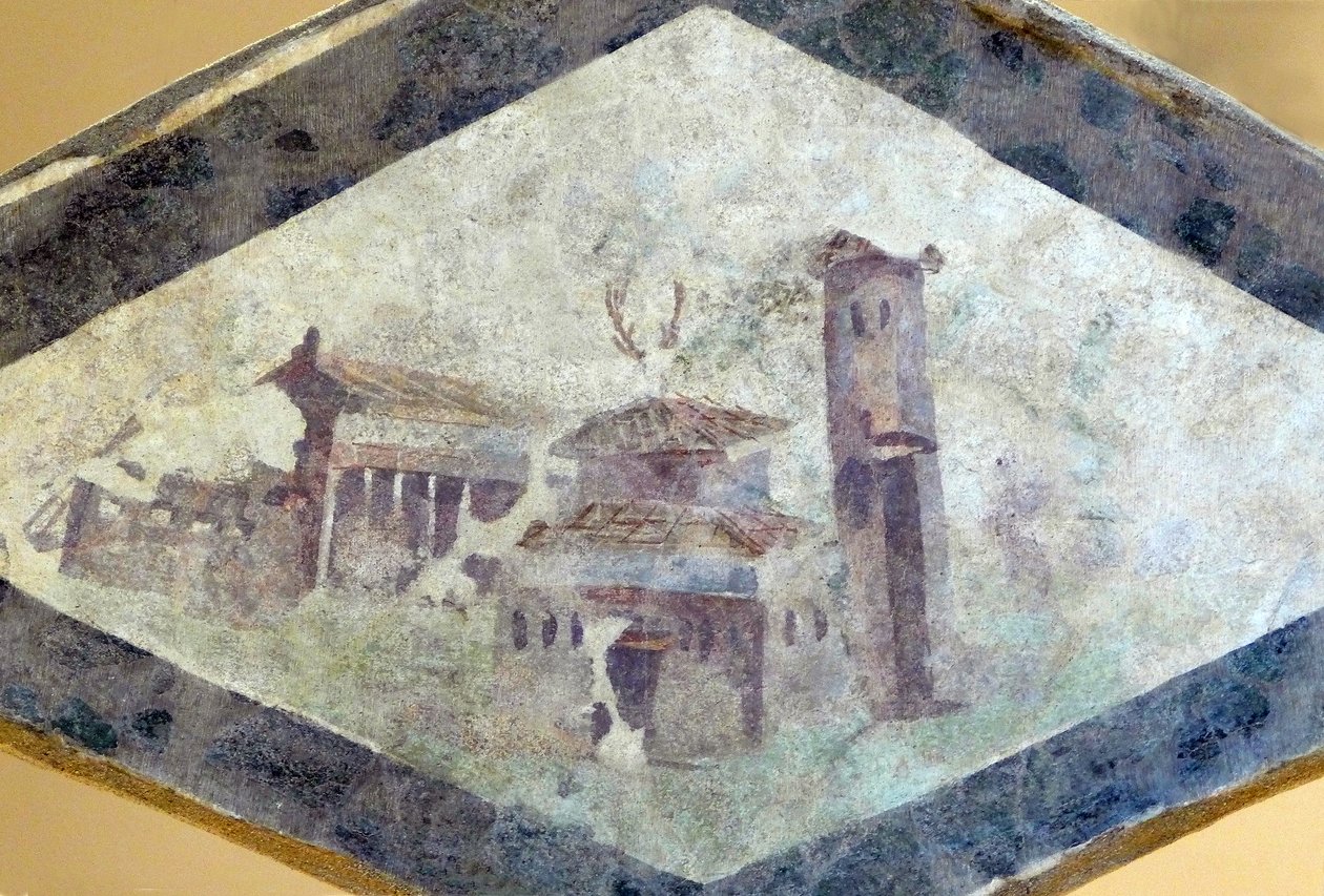 Roomalainen huvila, fresko Domus of Clos de la Lombardesta, Narbonnessa, noin vuonna 200 (fresko) tekijältä Unbekannter Künstler