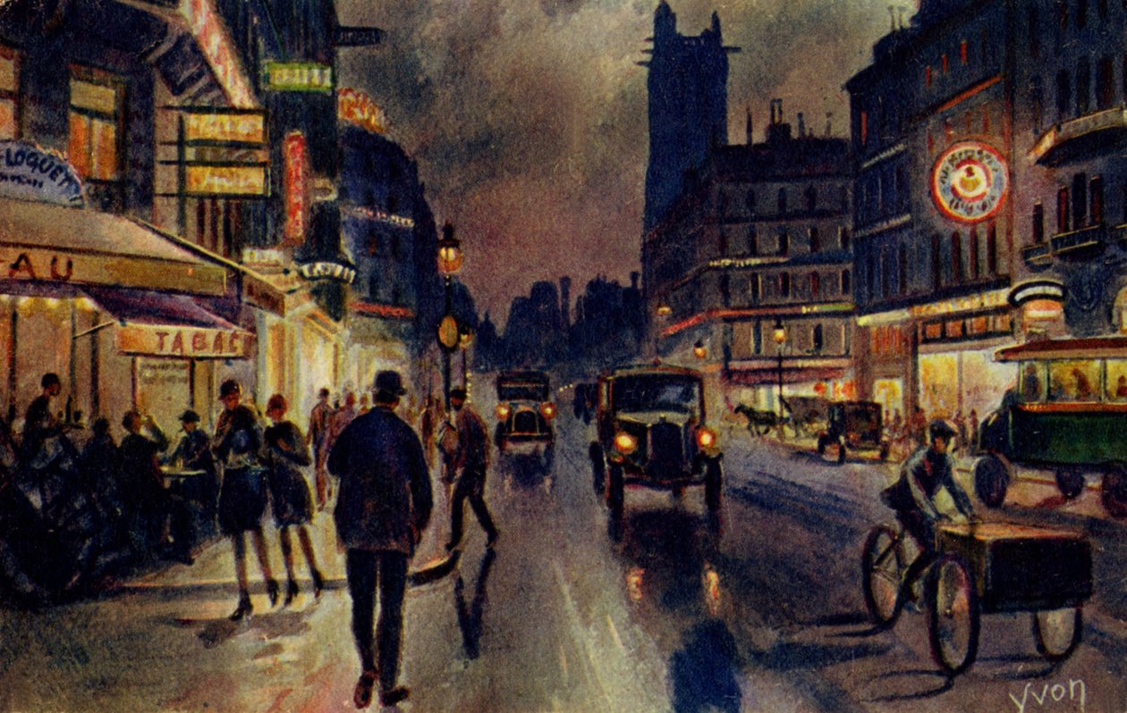 Rue de Rivoli, Pariisi, noin 1933 (postikortti). tekijältä Unbekannter Künstler