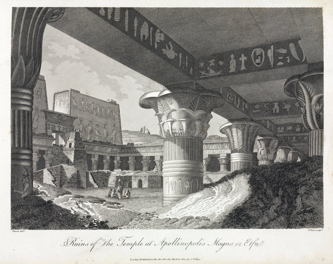 Apollinopolis Magnan temppelin rauniot Edfussa (nykyinen Tell El Balamoun, Egypti) (alunperin Horukselle omistettu temppeli, rakennettu vuosina 237–57 eKr.) tekijältä Unbekannt