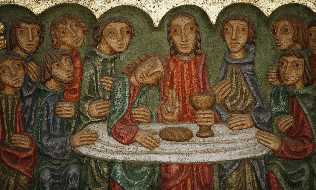 Saint-Samsonin katedraalin pääalttariveistos: Viimeinen illallinen (Claude Gruer 1980), Dol-de-Bretagne, Ranska tekijältä Unbekannt